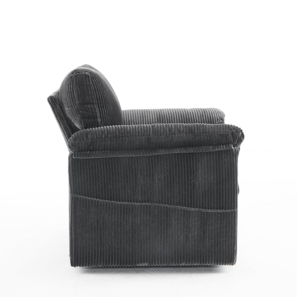 English Elm 33 Inch Oversized Swivel Corduroy Lounge Chair with Plush Chenille Cushioning and Support Springs Grey W1829P265016