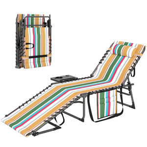 English Elm 2 Mesh Reclining Outdoor Chaise Loungers Foldable Steel Frame Pool Beach Set Colorful T3971P467150