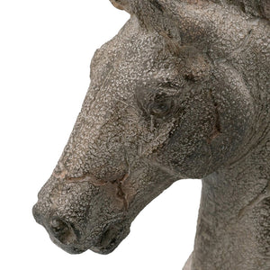English Elm 14x4.5x17" Antique-style Horse Statue on Iron Base — Stone Resin Tabletop Sculpture for Classic Transitional Decor W2078P314946