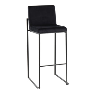 English Elm Fuji High Back Barstool Set Of 2 In Black Velvet & Steel - Modern Luxury For Your Home Bar B202P222186