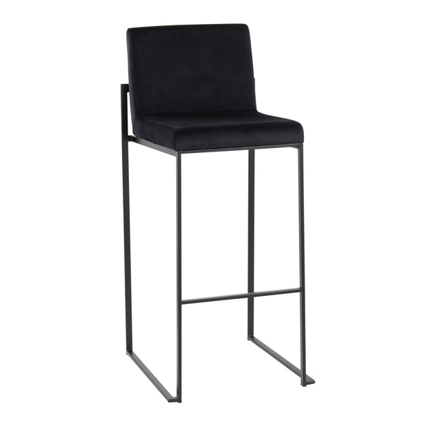 English Elm Fuji High Back Barstool Set Of 2 In Black Velvet & Steel - Modern Luxury For Your Home Bar B202P222186