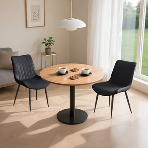 English Elm Black Pu Leather Dining Chairs Set Of 6 - Modern Armless Design For Kitchen, Restaurant & Office Use T3967P383849