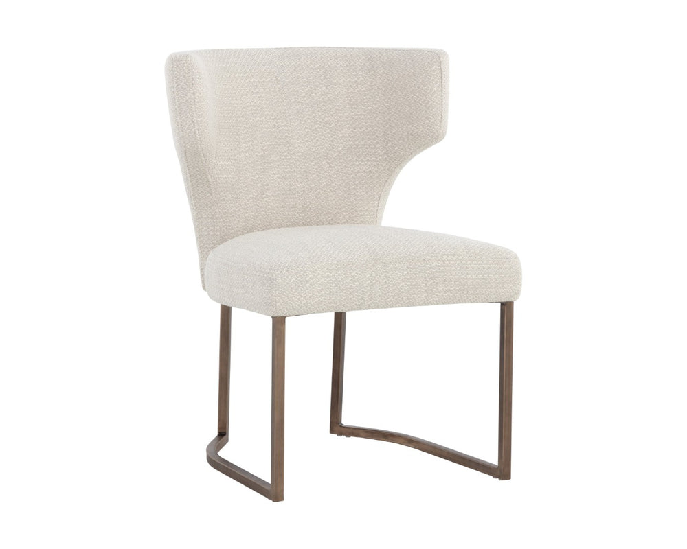 Sunpan YORKVILLE Dining Chair - Modern Wingback Design with Luxe Performance Fabric & Antique-Brass Legs 107812