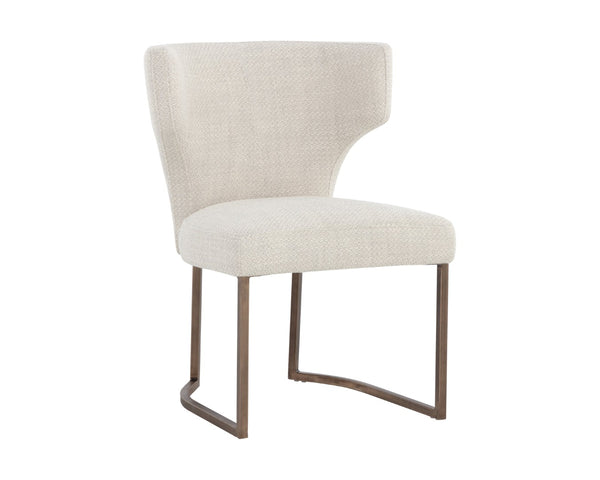 Sunpan YORKVILLE Dining Chair - Modern Wingback Design with Luxe Performance Fabric & Antique-Brass Legs 107812