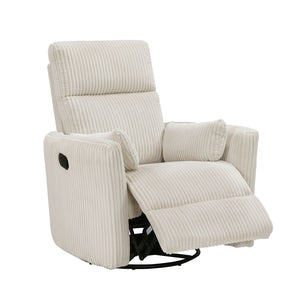English Elm Beige Corduroy Reclining Swivel Glider Chair with 360° Rotation, Plush Cushioning & Smooth Motion B011P383305