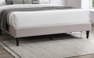 English Elm Modern Burlap Upholstered Full Platform Bed Curved Headboard with Nailhead Trim Detail B011P418593
