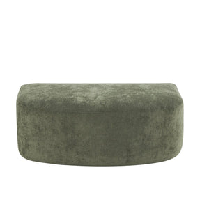 English Elm 111" Curved Sectional Sofa Set Plush Lamb Wool Upholstery Deep Seat Ottoman Lounge Green N767P371305G