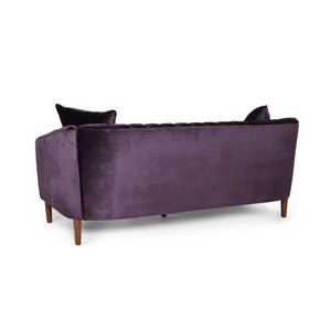 English Elm 3-seater Velvet Sofa with Button Tufting Shell Arms and Tapered Legs for Living Room Purple 66957.00ANVLTBLKBRY_66957.00BNVLTBLKBRY