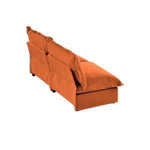 English Elm Streamlined Velvet Modular L-shape Sectional Sofa with Cloud Foam and French Piping Orange W3041S00132