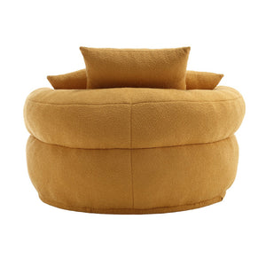 English Elm COOLMORE Chenille Sponge circular sleeper chair with removable washable cover, plush pillows & space-saving design Yellow W1539P312248