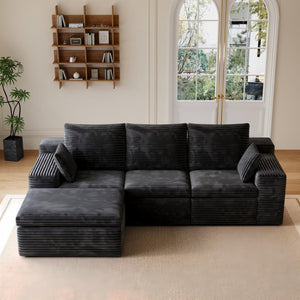 English Elm U Shape Modular Sectional Sofa - Stylish Corduroy Sleeper Couch For Small Spaces, No Assembly Needed W1825S00024-GIGA