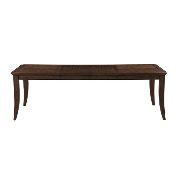 English Elm Traditional Cherry Finish Extendable Dining Table with Dark Walnut Inlay Seats Eight B011P450615