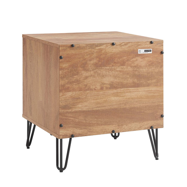 English Elm Dumbo Fluted 20" Nightstand with Gold Metal Legs & Glam Handles, 2-Drawer Full-Extension, Easy Snap Assembly Brown B365P398168