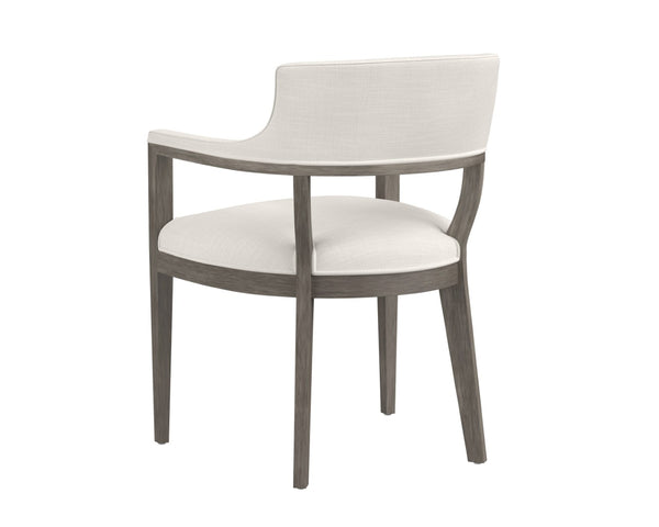 Sunpan BRYLEA Dining Armchair - Mid-Century Modern, Ash Grey Frame & Linoso Ivory Upholstery Comfort 110520