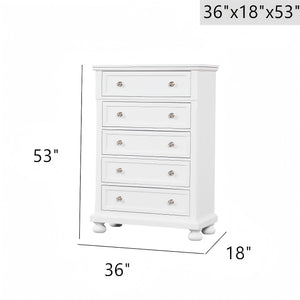 English Elm Meade Contemporary 5-Drawer Chest with Felt-Lined Top, Dovetail Construction & Wood Feet for Style White 39.5 L x 53 W x 20.5 H B078P301541