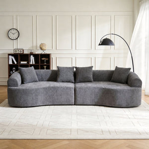 English Elm Curved Chenille Modular Sectional Sofa Boneless High-density Foam for Apartment Living Grey W3728S00008