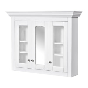 English Elm 35" Bathroom Medicine Cabinet with Mirror — 5 Adjustable Shelves, Wall-Mounted Storage, Modern White Elegance N710P264306K
