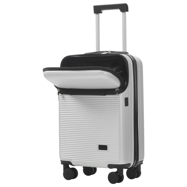 English Elm Luggage 5 Piece Hardside Abs Set with Front Access Carry on and Tsa Spinner Wheels Silver N732P391579D