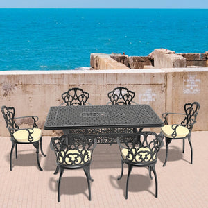 English Elm 7-Piece Cast Aluminum Patio Furniture Set With Cushions - Stylish, Durable, Perfect For Entertaining! W1710S00402
