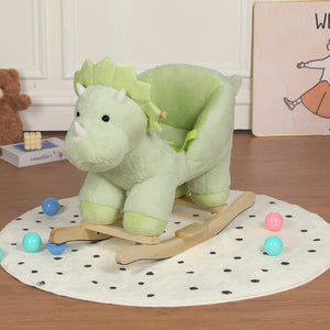 English Elm Kids Plush Dinosaur Rocking Toy with Safety Belt Lullaby Sounds and Hand Puppets W3723P374145