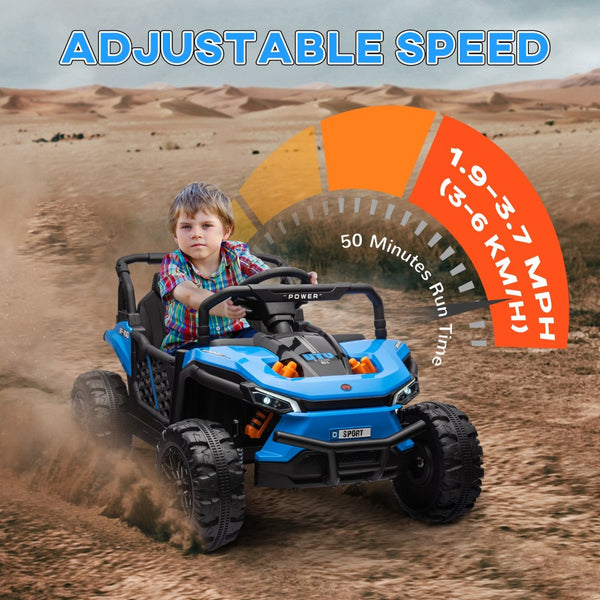 English Elm Qaba 12v Dual Motor Kids Ride on Utv Off Road Electric Car with Remote Control Blue W2225P249882