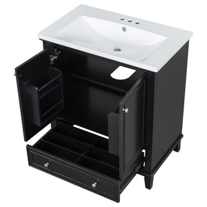 English Elm 30" Bathroom Vanity With Sink Combo - Modern Black Cabinet, Spacious Storage & Durable Design SY999606AAB-6