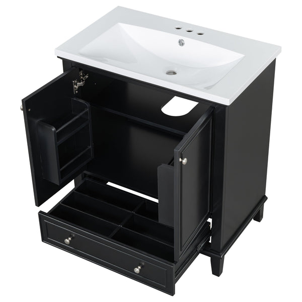 English Elm 30" Bathroom Vanity With Sink Combo - Modern Black Cabinet, Spacious Storage & Durable Design SY999606AAB-6