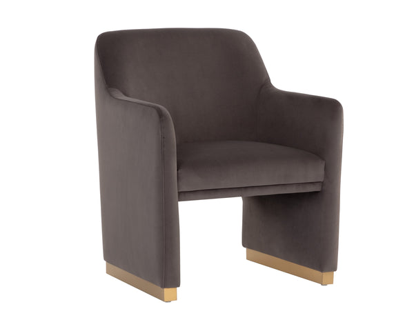 Sunpan Jaime Dining Armchair - Luxurious Gold Base, Moisture-Repellent Fabric, Perfect for Stylish Spaces Meg Ash