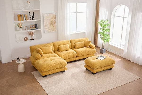 English Elm United We Win U-Shape Modular Couch In Plush Velvet With Ottomans & Lumbar Pillows For Ultimate Comfort W1568S00199-GIGA