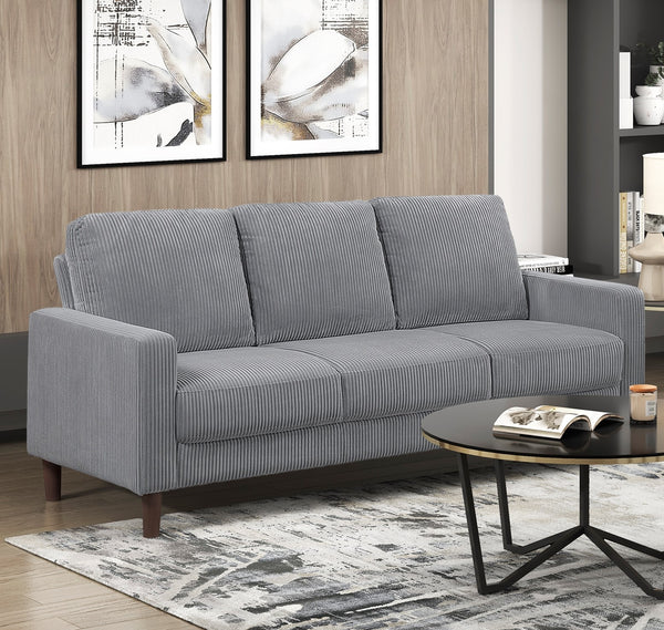 English Elm Modern 2-Piece Sofa Set - Gray Corduroy Loveseat & Sofa, Plush Comfort For Your Living Room Space B011S01843