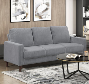 English Elm Modern Track Arm Sofa with Soft Corduroy Upholstery, Plush Cushions and Faux Wood Legs for Living Room Comfort Gray 68 L x 26 W x 18 H B011P362569