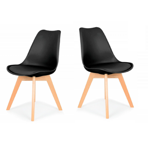 English Elm Modern Mid-century 5 Piece Dining Set with Eames Style Chairs and Beech Wood Legs B011S02494