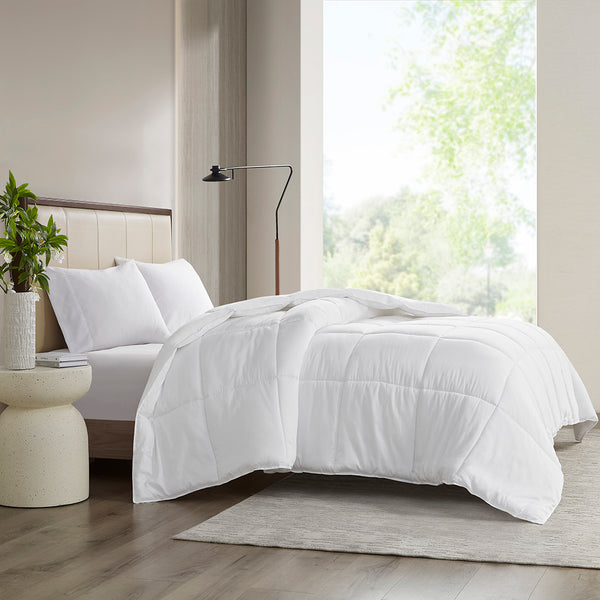 JLA Home Madison Park - 300 Cotton Sateen Comforter with Plush Down Alternative Fill, Hypoallergenic, OEKO-TEX Certified Breathable Warmth 90 L x 68 W x 1.5H MP10-1246