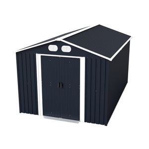 English Elm Campcraft 8x12 Outdoor Metal Storage Shed Lockable Weatherproof Backyard Tool House Dark Gray W1598S00042