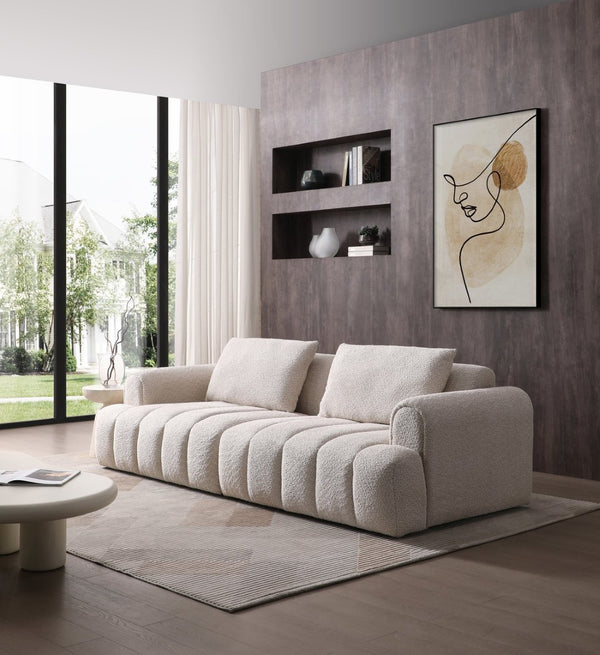 English Elm 2ps, Arc Chenille Sectional Sofa with Tufted Back for Apartments and Living Rooms W2664S00079