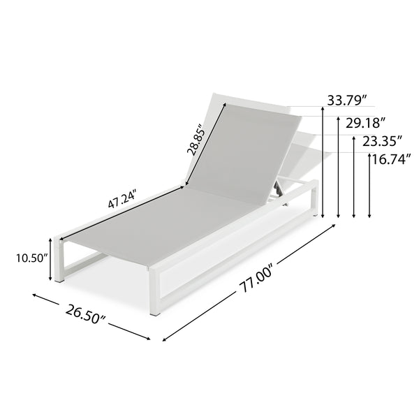 English Elm Christopher Knight Home® - 5-Level Adjustable Outdoor Chaise Lounge - Durable Aluminum Frame, 5 Recline Positions For Comfort N779P281585W