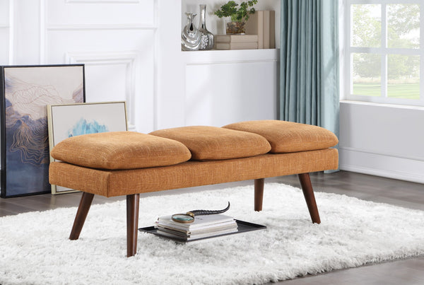 OSP Home Furnishings Amanda 54" Mid-Century Bench Rust