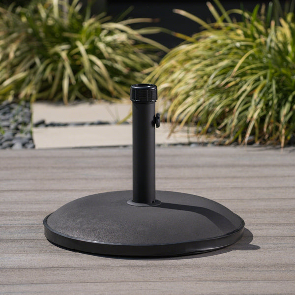 English Elm Christopher Knight Home® - UM-HOLDER heavy-duty round concrete base 55 lbs for umbrella stability, low-profile 25.25x22.5x4.8 inches Black 54756.00BLK
