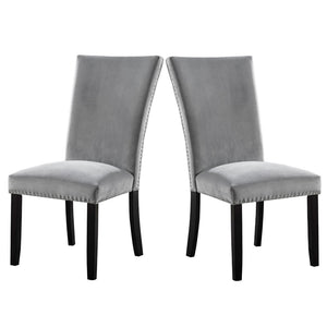 English Elm Koa Gray Polyester Upholstered Dining Chairs Ash Veneer Wood Frame Set of Two B056P416869