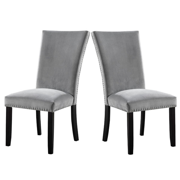 English Elm Koa Gray Polyester Upholstered Dining Chairs Ash Veneer Wood Frame Set of Two B056P416869