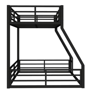 English Elm Metal Twin Xl Over Queen Bunk Bed Frame – Heavy-Duty, Space-Saving Design With Safety Guardrails, Black W1580S00161