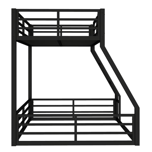 English Elm Metal Twin Xl Over Queen Bunk Bed Frame – Heavy-Duty, Space-Saving Design With Safety Guardrails, Black W1580S00161
