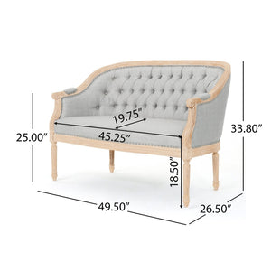 English Elm Chair Chesterfield Loveseat with Tufted Diamond Upholstery Nailhead Trim Birch Frame 60925.00LGRY