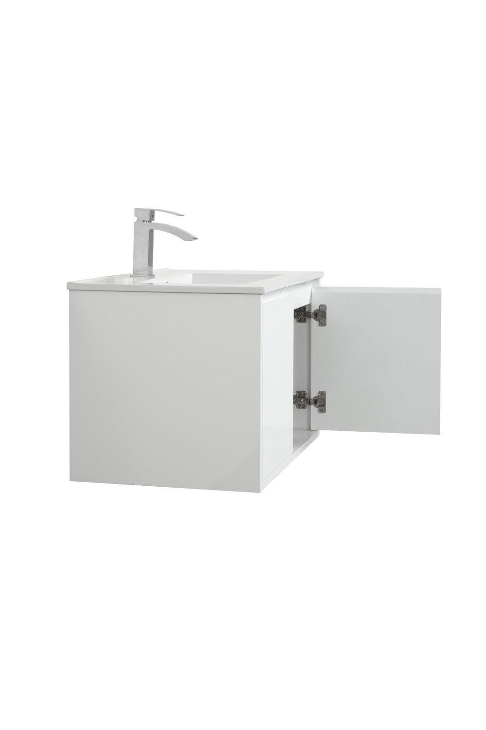 English Elm 30" Floating Bathroom Vanity Base Glossy White Soft Close Modern Wall Mount W1920P263625