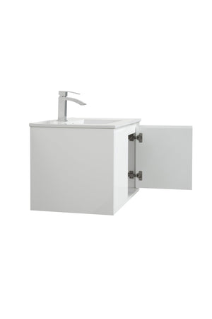 English Elm 30" Floating Bathroom Vanity Base Glossy White Soft Close Modern Wall Mount W1920P263625