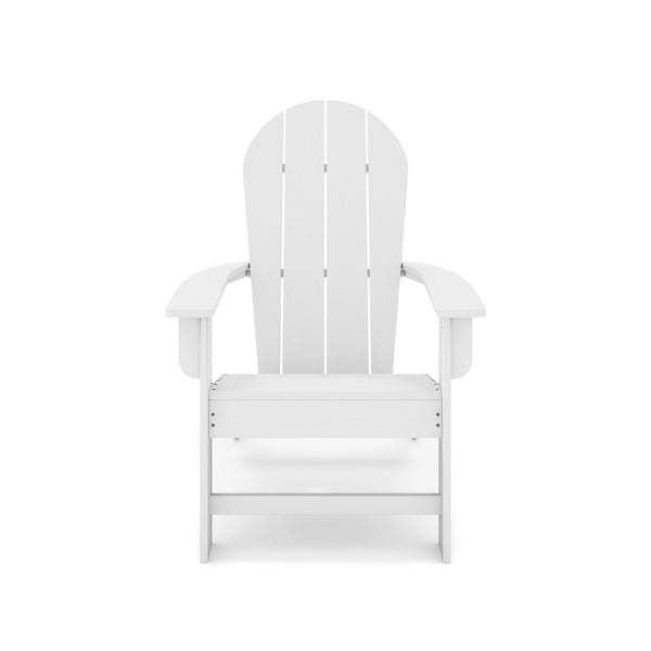 English Elm Adirondack Outdoor Chair Weatherproof Hdpe Fan Back Ergonomic Poolside Patio Lounger White B195P198777