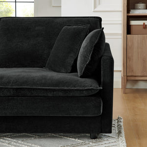 English Elm Modern Sectional Convertible Sofa with Ottoman, Oversized L-Shaped 4-Seater Towel Fabric Comfort Black W1413S00080