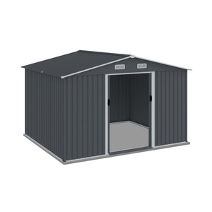 English Elm Outdoor Galvanized Steel Storage Shed 8x10 Ft with Sliding Door and Air Vents W2911S00002
