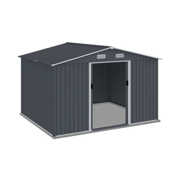 English Elm Outdoor Galvanized Steel Storage Shed 8x10 Ft with Sliding Door and Air Vents W2911S00002