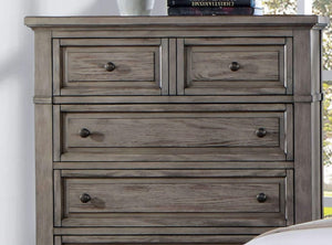 English Elm Transitional Solid Wood Chest with Five Smooth Glide Drawers, Felt-Lined Top, Timeless Design Gray 43 L x 21 W x 54 H B2741P369384